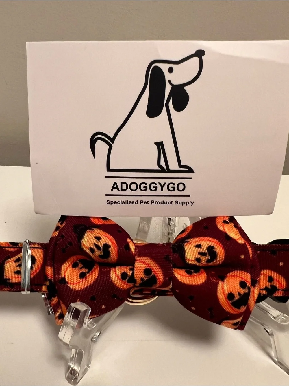 Halloween Pumpkin Bow Tie for Dogs - Burgundy and Orange